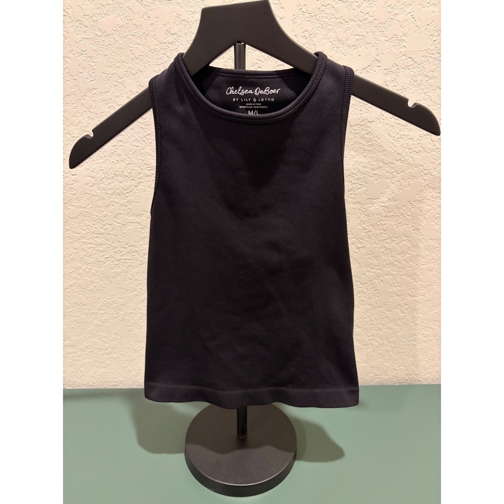 Chelsea DeBoer Lily & Lottie Black Ribbed Racerback Tank Top M/L